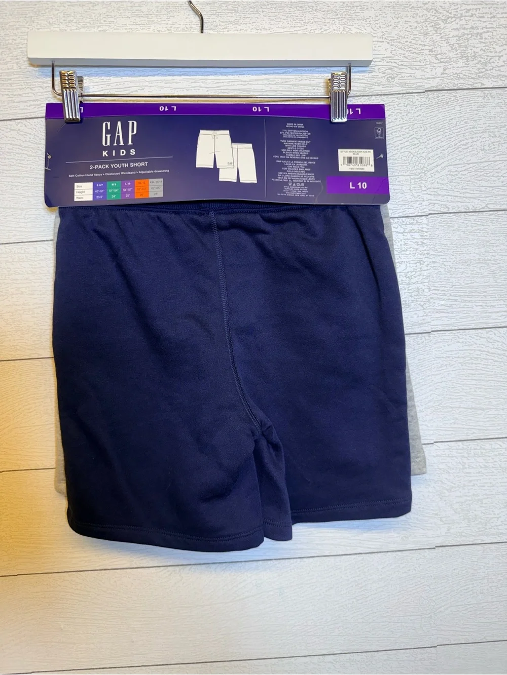 GAP Kids 2-Pack Shorts Gray and Navy Adjustable Drawstring Fleece Lined Size 10
